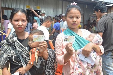 Bru community cast Votes for Lok Sabha Poll for the first time in Tripura. TIWN Pic April 26